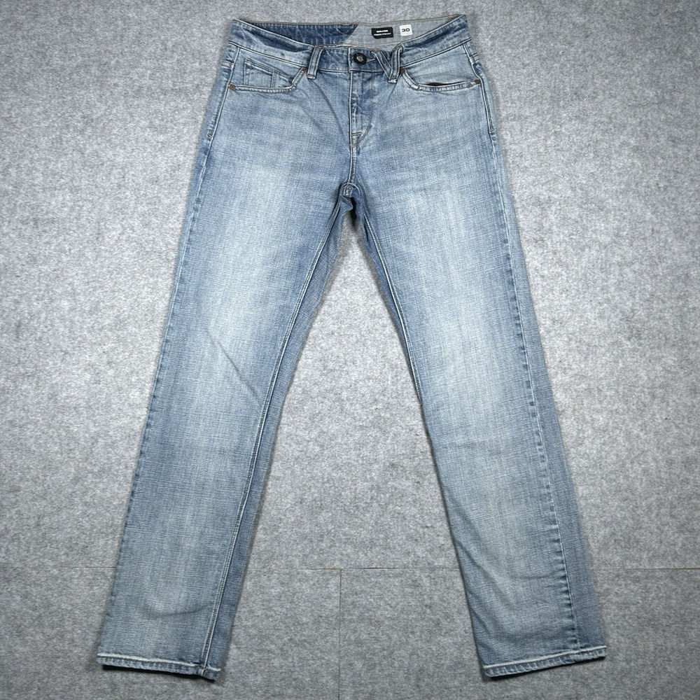 Volcom‎ Denim Jeans Mens Size 30x31 Blue Solver Straight Modern Fit Light Wash